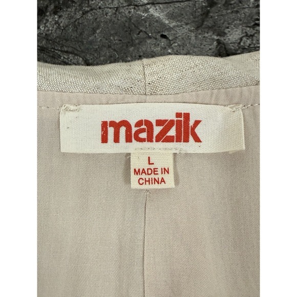 Mazik Womens Flax Ruffle Front Cardigan Lined Natural Sz L - Picture 9 of 11